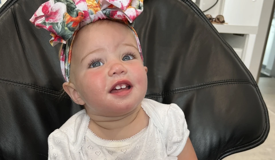 young child smiling during her dental appointment at Lower Sackville dental office Sackville Smile Centre